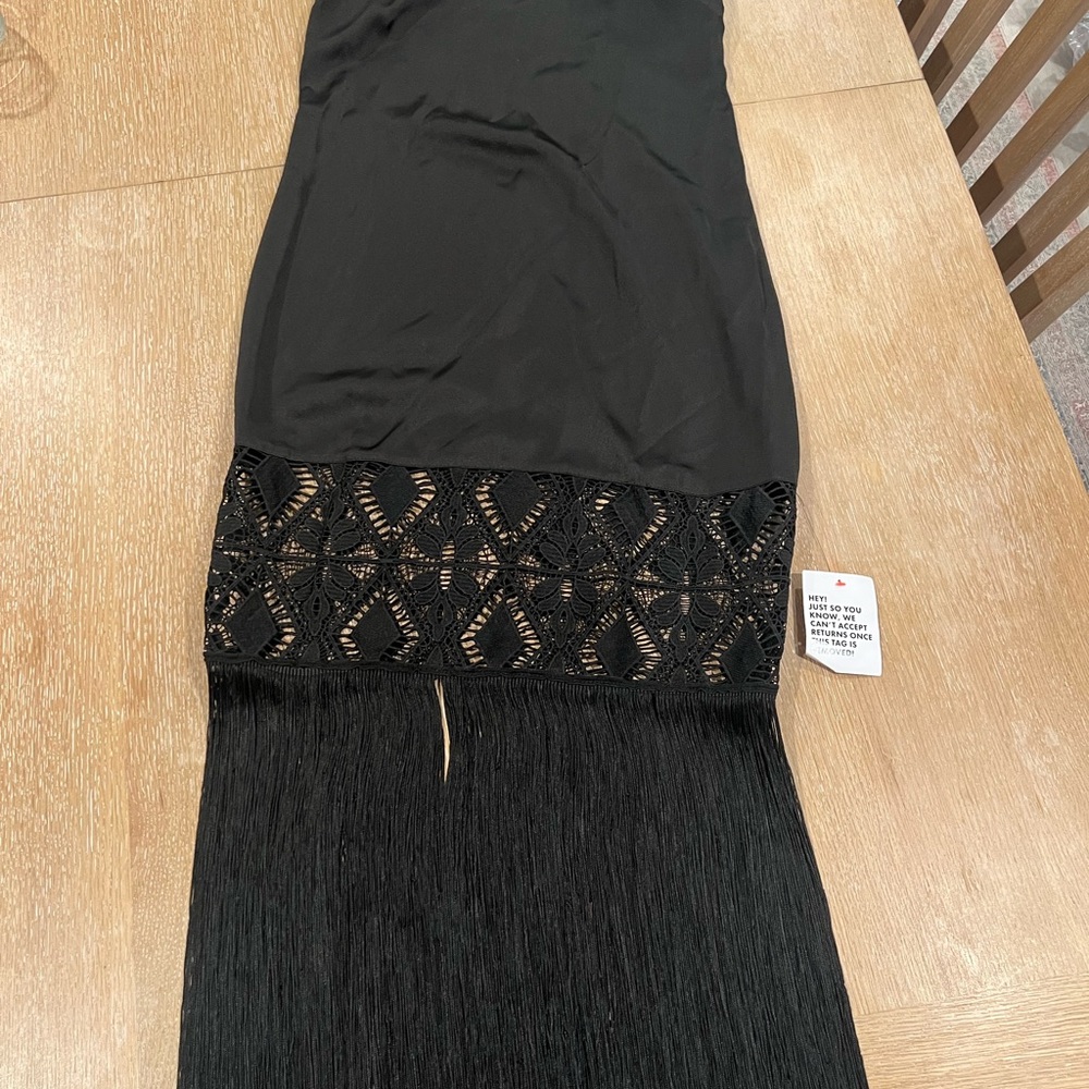 TopShop Elegant Black Fringe Dress One Shoulder NWT